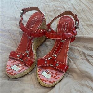NWT Coach Red Wedge Sandals